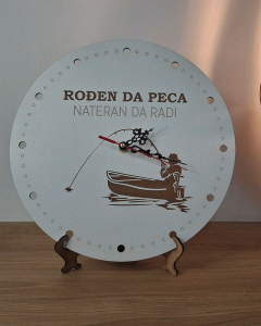 Drveni sat - za Ribolovce - "Rođen da Peca, Nateran da Radi"